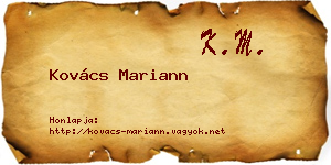 Kovács Mariann névjegykártya