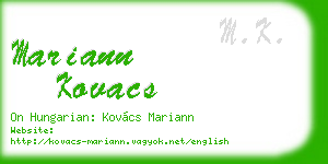 mariann kovacs business card